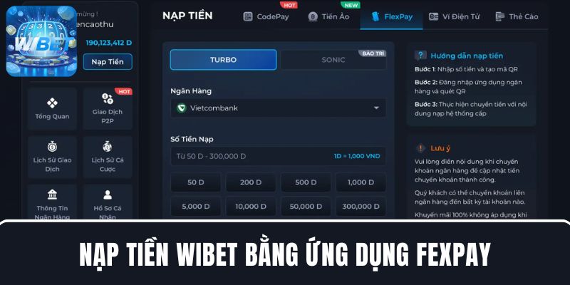 Nạp tiền WIBET bằng ứng dụng Fexpay