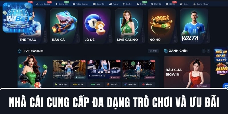 Nhà cái WIBET cung cấp đa dạng trò chơi và nhiều ưu đãi hấp dẫn