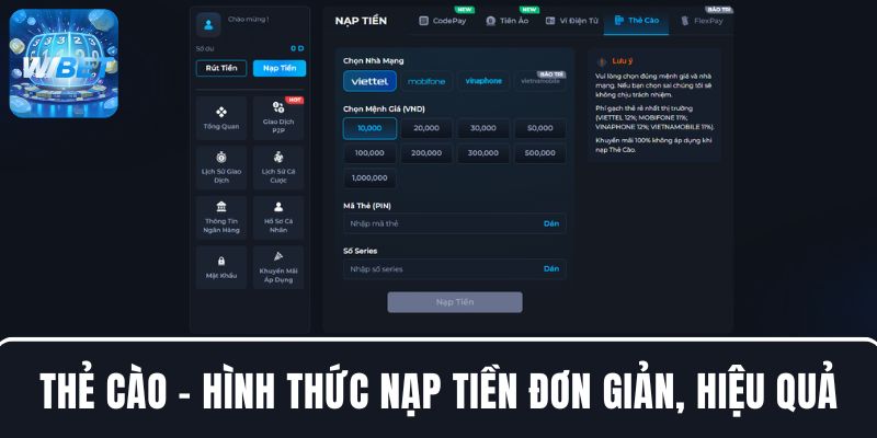 Thẻ cào - hình thức nạp tiền đơn giản, hiệu quả