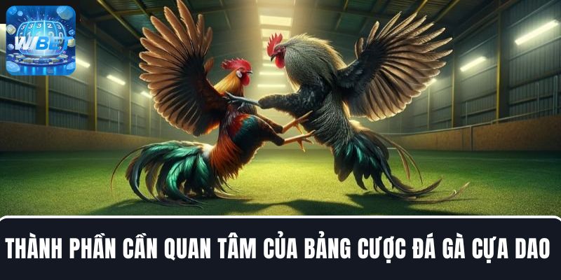 Các thành phần cần quan tâm của bảng cá cược đá gà cựa dao trực tuyến 