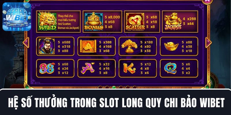 Hệ số thưởng trong Slot Long Quy Chi bảo WIBET