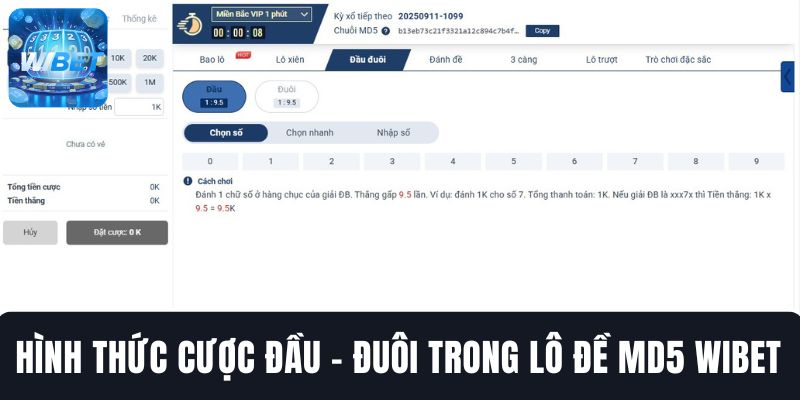 Tham gia hình thức cược đầu - đuôi xanh chín trong lô đề MD5